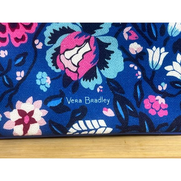 NEW NWT VERA BRADLEY CANVAS PENCIL POUCH BLOOM BERRY COSMETIC BAG - Picture 3 of 5